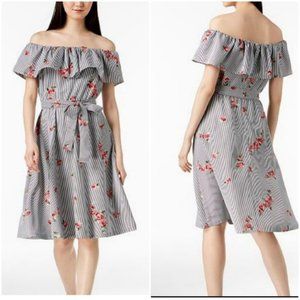 Women's Calvin Klein Off Shoulder Flowered Embroidery Dress
